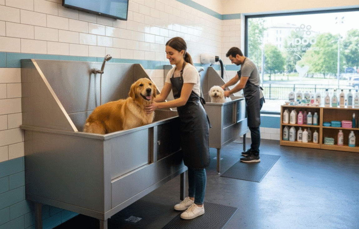 Toelettatura cani e gatti self service: attrezzature e franchising in Italia, Lavaggio cani self service Toelettatura cani self service
